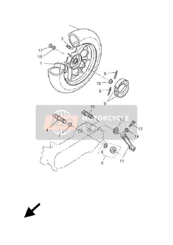 Yamaha CW50RS BWS 2009 Ruota posteriore per un 2009 Yamaha CW50RS BWS